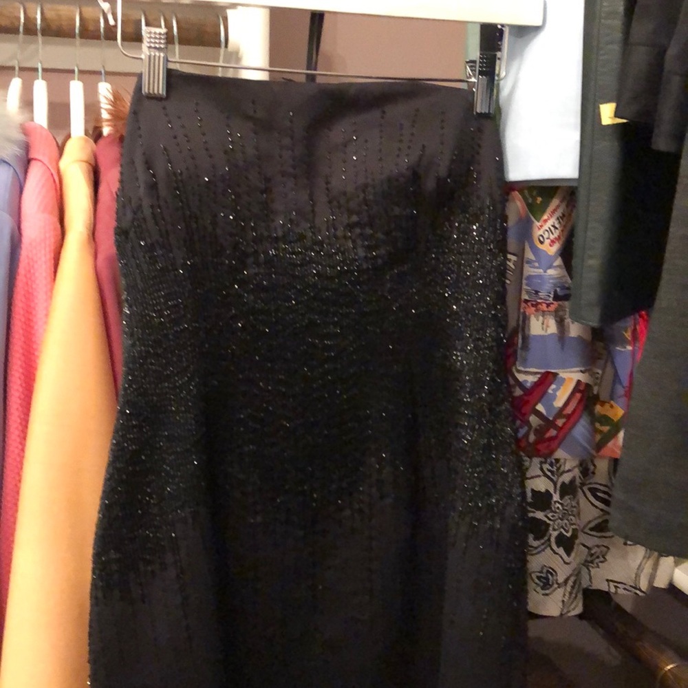 Black beaded evening gown